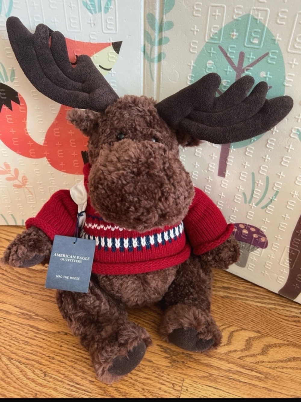 American Eagle Outfitters 14” Plush “Mac the Moose” with Red Sweater + backpack